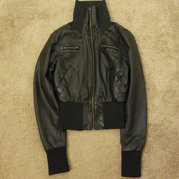 Forever 21 Jackets & Blazers - Final Price - Black Leather Bomber Jacket